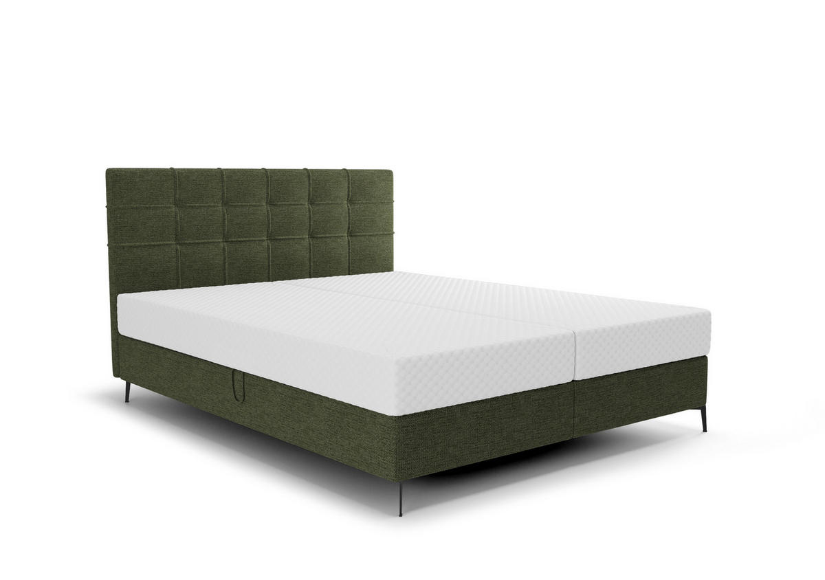 BOXBETT INAO 160x200 mit Matratze H3, Bonell und Topper ARAGON 39 - Grün, Textil (160/200cm) - Bedante