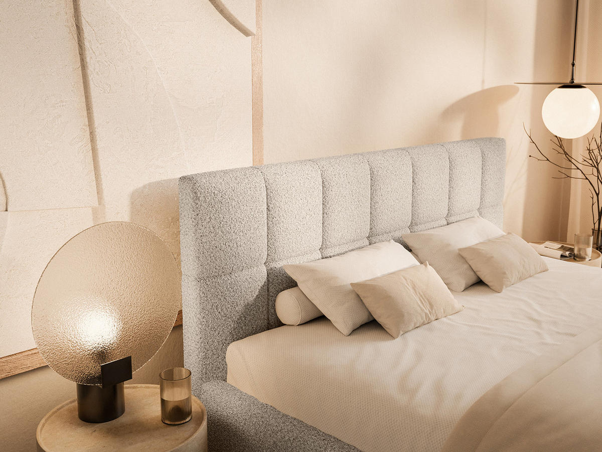 POLSTERBETT Moura 180x200 cm, Cremeweiß - Creme, Textil (180/200cm) - Fedve