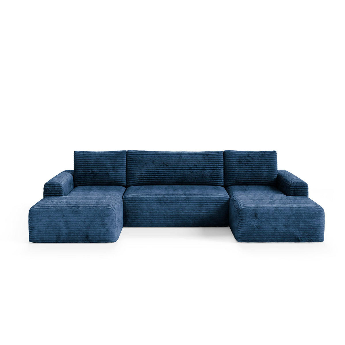 PANORAMASOFA Romeo 5 Sitzplätze Dunkelblau - Blau, Holz (345/92/163cm) - Petits-meubles