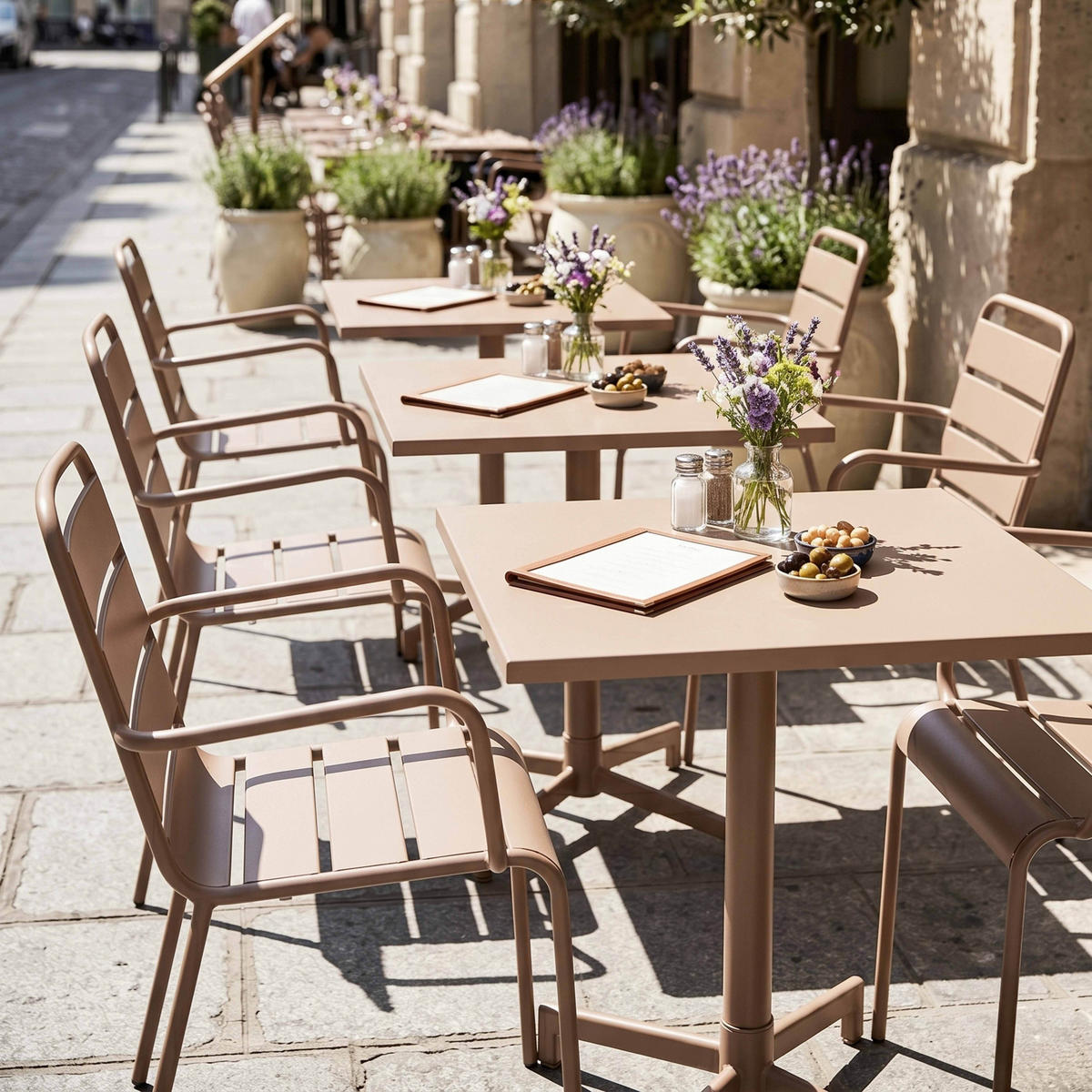 GARTENSET 3-tlg., Taupe - Taupe, Metall - Oviala