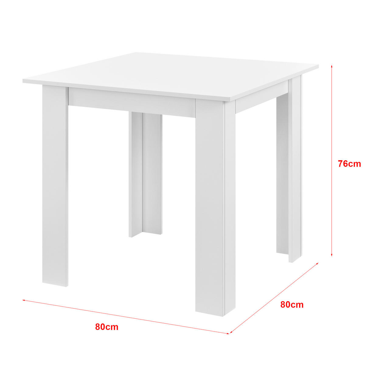 ESSTISCH Algermissen - Weiß, Holzwerkstoff (80/80/76cm) - [en.casa]