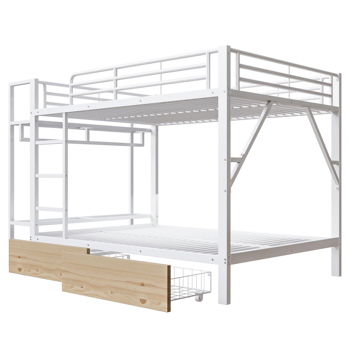 ETAGENBETT 140/200 cm aus Metall mit LED-Lichtleiste, Weiß - Weiß, Metall (140/200cm) - OKMYHOME