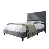 POLSTERBETT 90/200 cm grau mit Lattenrost und gepolstertem Kopfteil - Dunkelgrau, Textil (90/200cm) - OKWISH
