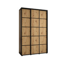 SCHWEBETÜRENSCHRANK 235,2/160/45 3-türig - Schwarz/Eiche Artisan, Holz/Metall (160/235/45cm) - Abiks Möbel
