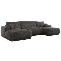 SEDACIA SÚPRAVA RINA U Sivá Menčester - čierna/sivá, textil/plast (360/85/170cm) - MKS