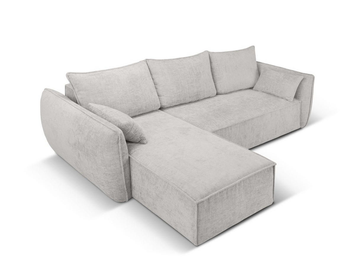 AUSKLAPPBARES-ECKSOFA links mit Container Kaelle aus Chenille-Stoff hellgrau 4 Sitzplätze - Hellgrau, Textil (165/252cm) - Micadoni