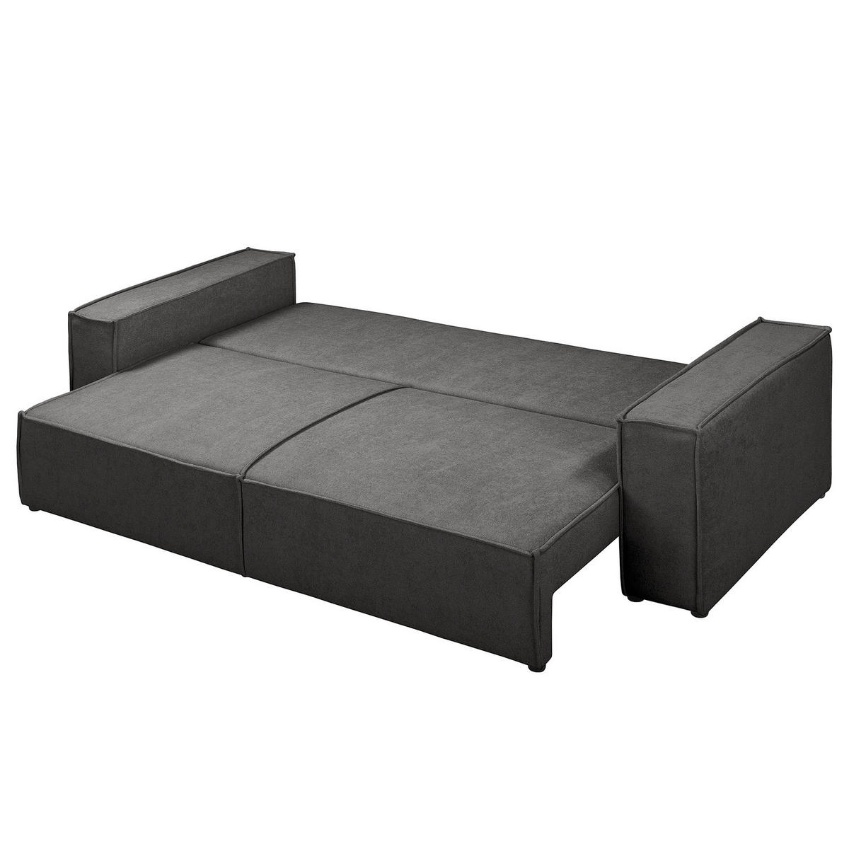 SCHLAFSOFA - Bouclé - Dunkelgrau/Schwarz, Kunststoff/Textil (255/70/105cm) - home24