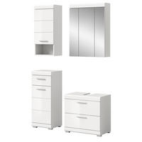 BADMÖBEL-SET weiß Hochglanz 4-teilig 112 cm, Komplettset mit viel Stauraum - Weiß Hochglanz, Glas/Holzwerkstoff (112/191/37cm) - Inn.Furn