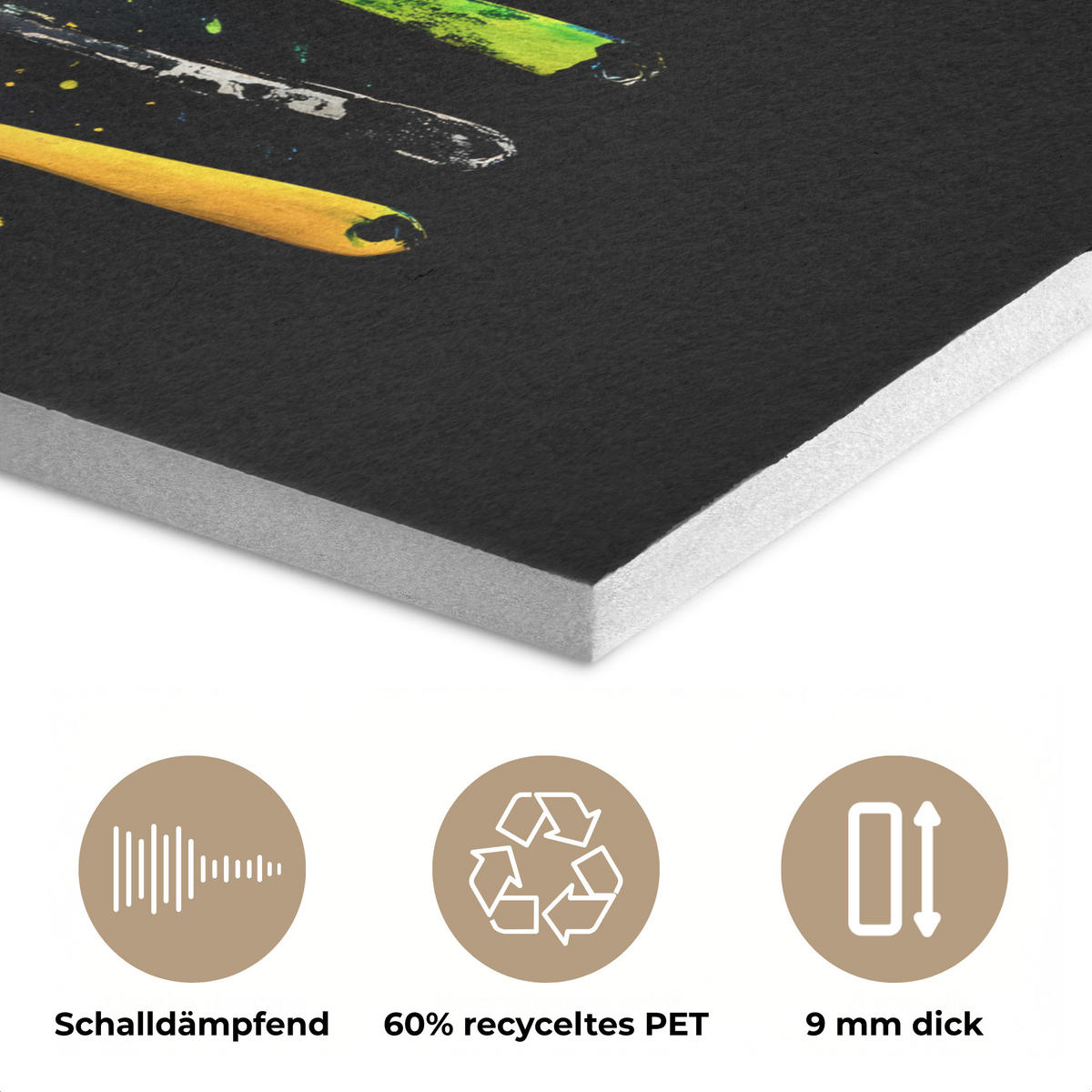 AKUSTIKBILD Löffel - Gewürze - Modern - Graffiti - Farbe - Farbenfroh Akustikpaneele 90x90 cm - Multicolor, Textil (90/90/0.9cm) - MuchoWow