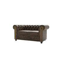 CHESTERFIELD-SOFA 2-sitzer Flux Dunkelbraun Microfaser Vintageoptik - Dunkelbraun/Braun, Holz/Textil (148/72/86cm) - S-Style Möbel