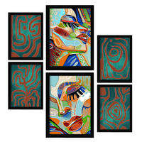 POSTER Set Mit 6 Krasse Formen 1 In Weibliche Zusammenfassung A3 & A4 Schwarzer Rahmen - Schwarz, Papier (29/3cm) - Nacnic