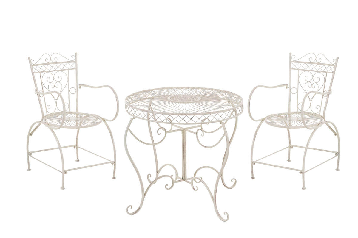 BALKONSET Bistroset Lorin Metall Antik-creme 2 Personen - Beige, Metall - DELUKE