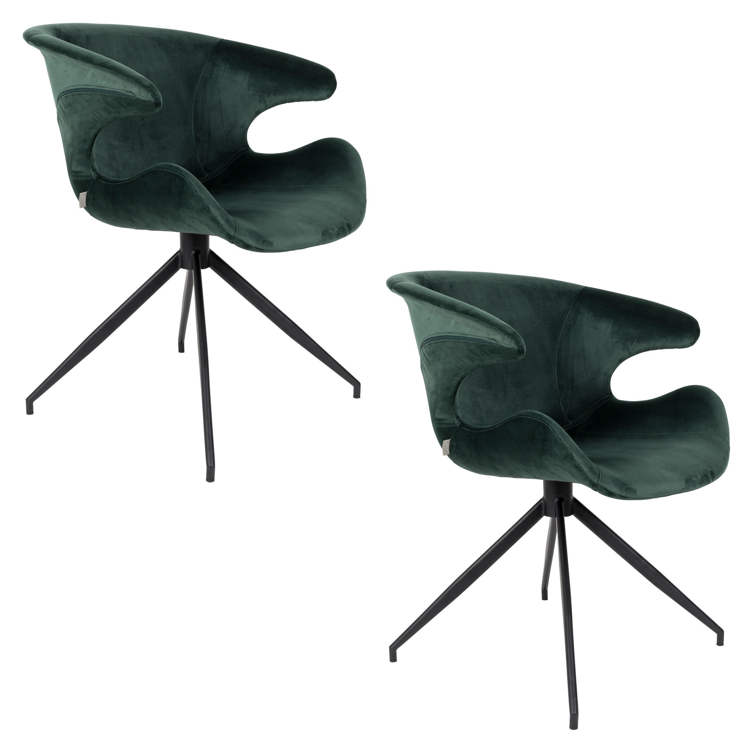 ESSZIMMERSTUHL Mia Grün - 2 er Set - Grün, Textil (63/78.5/62cm) - Zuiver
