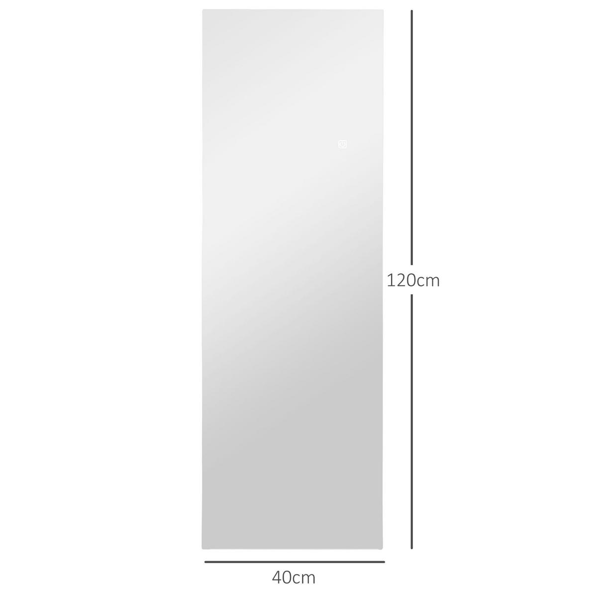 GANZKÖRPERSPIEGEL 40 x 120 cm Standspiegel mit LED Lichte, Wandspiegel - Transparent, Glas (3/120/40cm) - HOMCOM