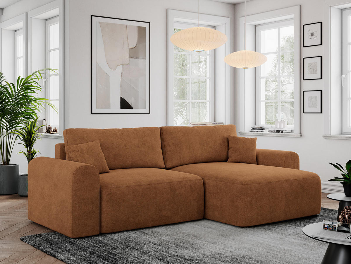 ECKSOFA NELSON Orange Struktur - Schwarz/Orange, Kunststoff/Textil (274/152cm) - MKS