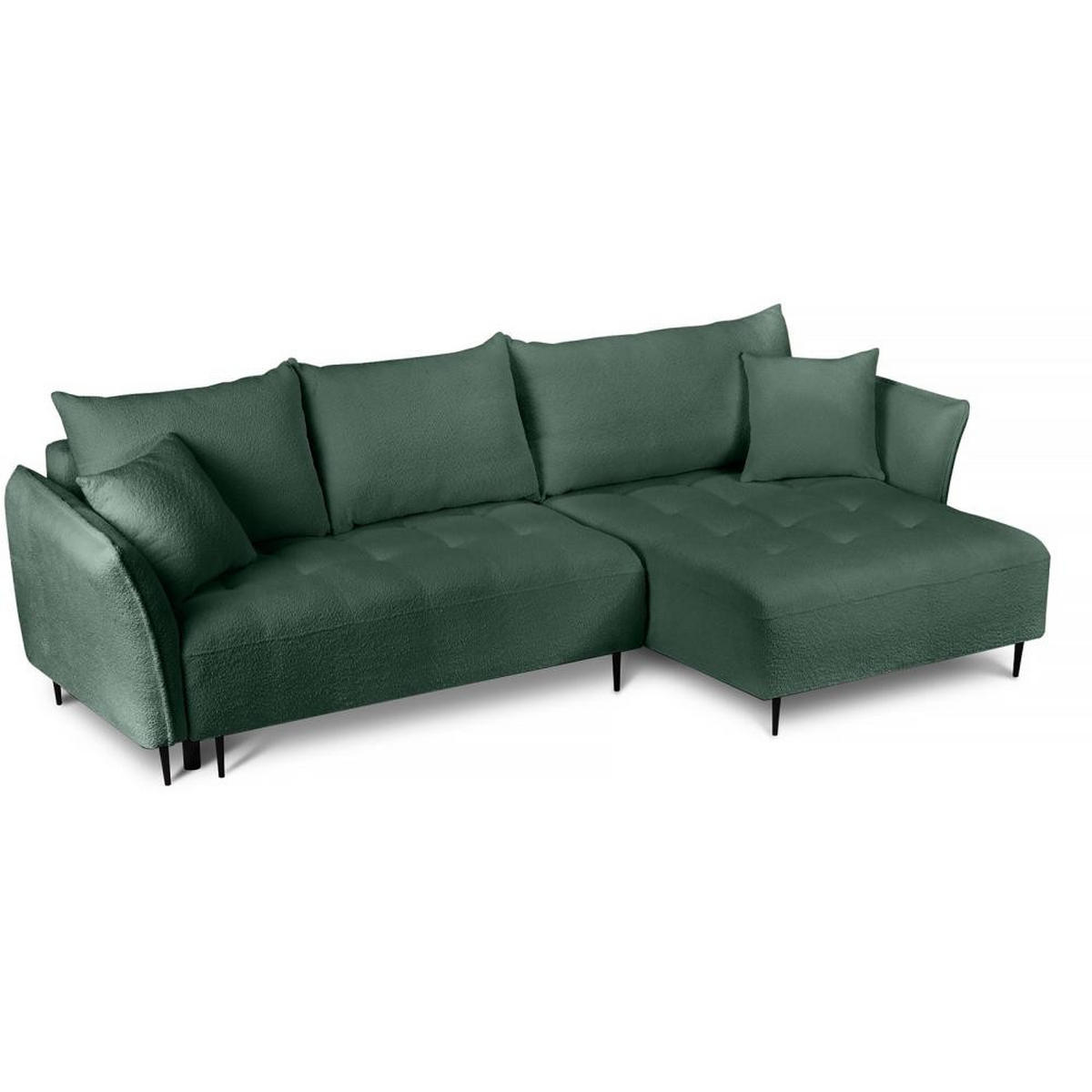 ECKSCHLAFSOFA Bari rechts grün - Schwarz/Grün, Textil (276/158cm) - Beautysofa