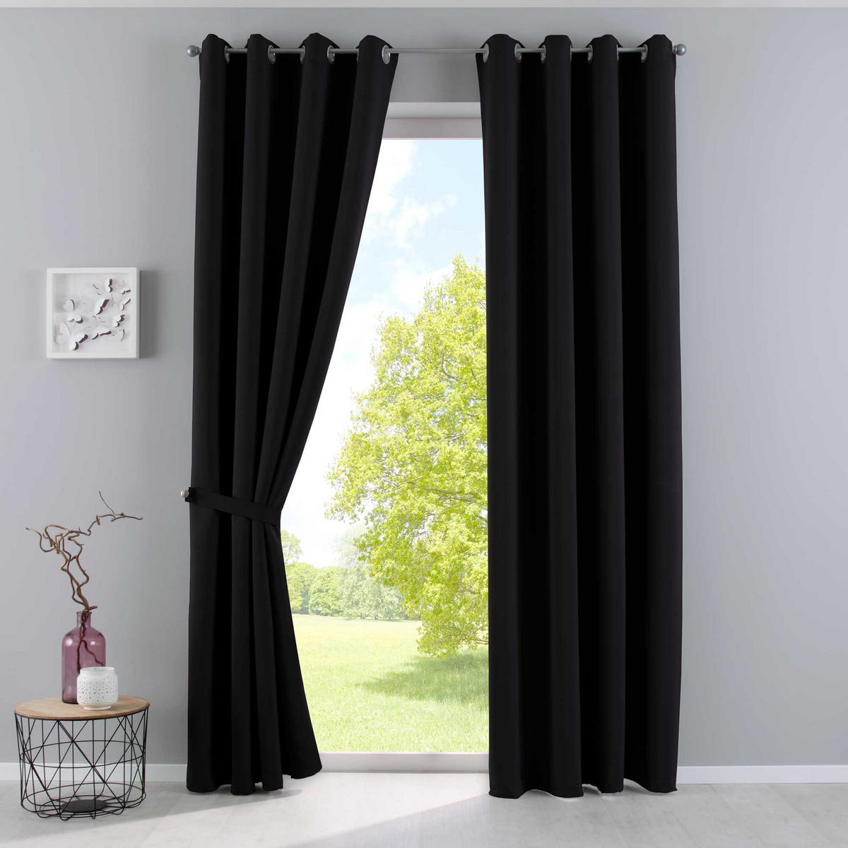 VORHANG »NEW YORK« HxB 160x140 cm Schwarz - Schwarz, Textil (140/160cm) - Gardinenbox