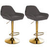 BARHOCKER 2er Set Stoff dunkelgrau - Dunkelgrau/Goldfarben, Textil/Metall (51/89/52cm) - CLP