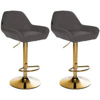 BARHOCKER 2er Set Stoff dunkelgrau - Dunkelgrau/Goldfarben, Textil/Metall (51/89/52cm) - CLP