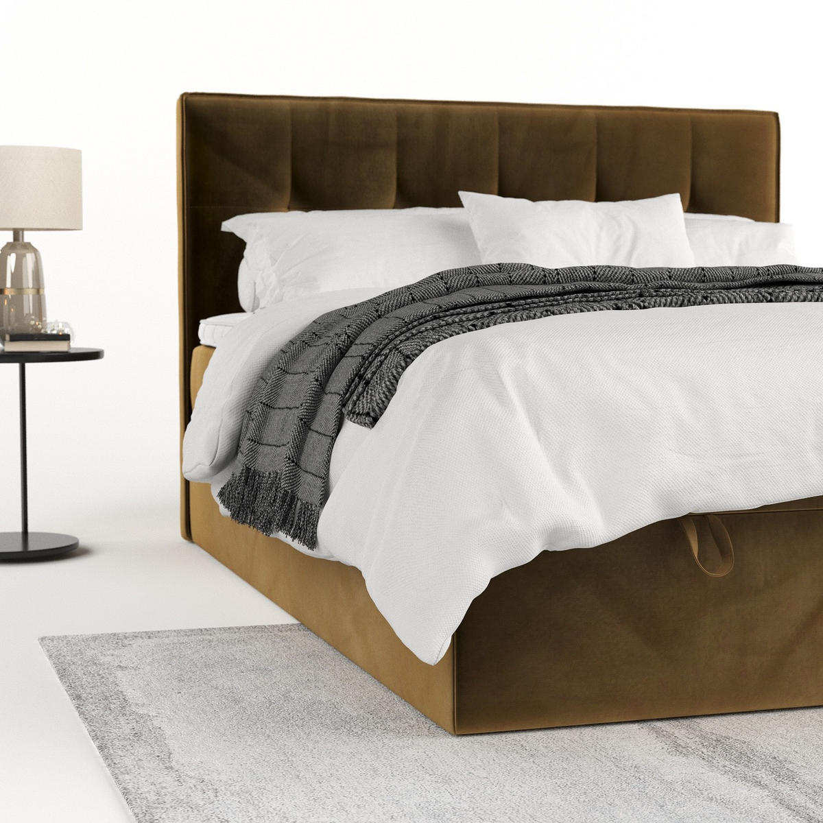 BOXBETT Tivra 200/200 cm Honiggelb im Kronos Stoff - Schwarz/Honig, Holz/Holzwerkstoff (200/200cm) - AltaBeds