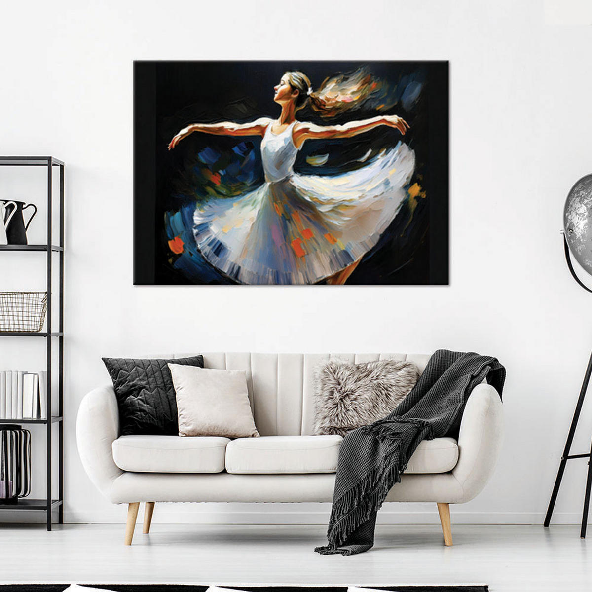 WANDBILD ballerina frau tanzt - Grau, Textil (60/40cm) - Feeby