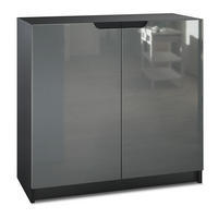 KOMMODE Logan Fronten in Grau Hochglanz - Grau, Holzwerkstoff (82/78/37cm) - Vladon