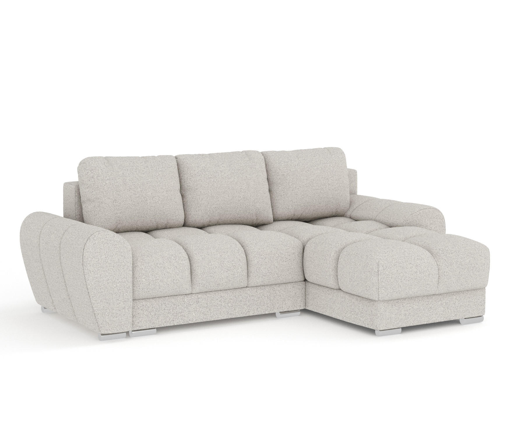 ECKSOFA MIT SCHLAFFUNKTION Peebles Beige Webstoff - Chromfarben/Beige, Holz/Holzwerkstoff (256/175cm) - Maison de Reve