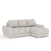 ECKSOFA MIT SCHLAFFUNKTION Peebles Beige Webstoff - Chromfarben/Beige, Holz/Holzwerkstoff (256/175cm) - Maison de Reve