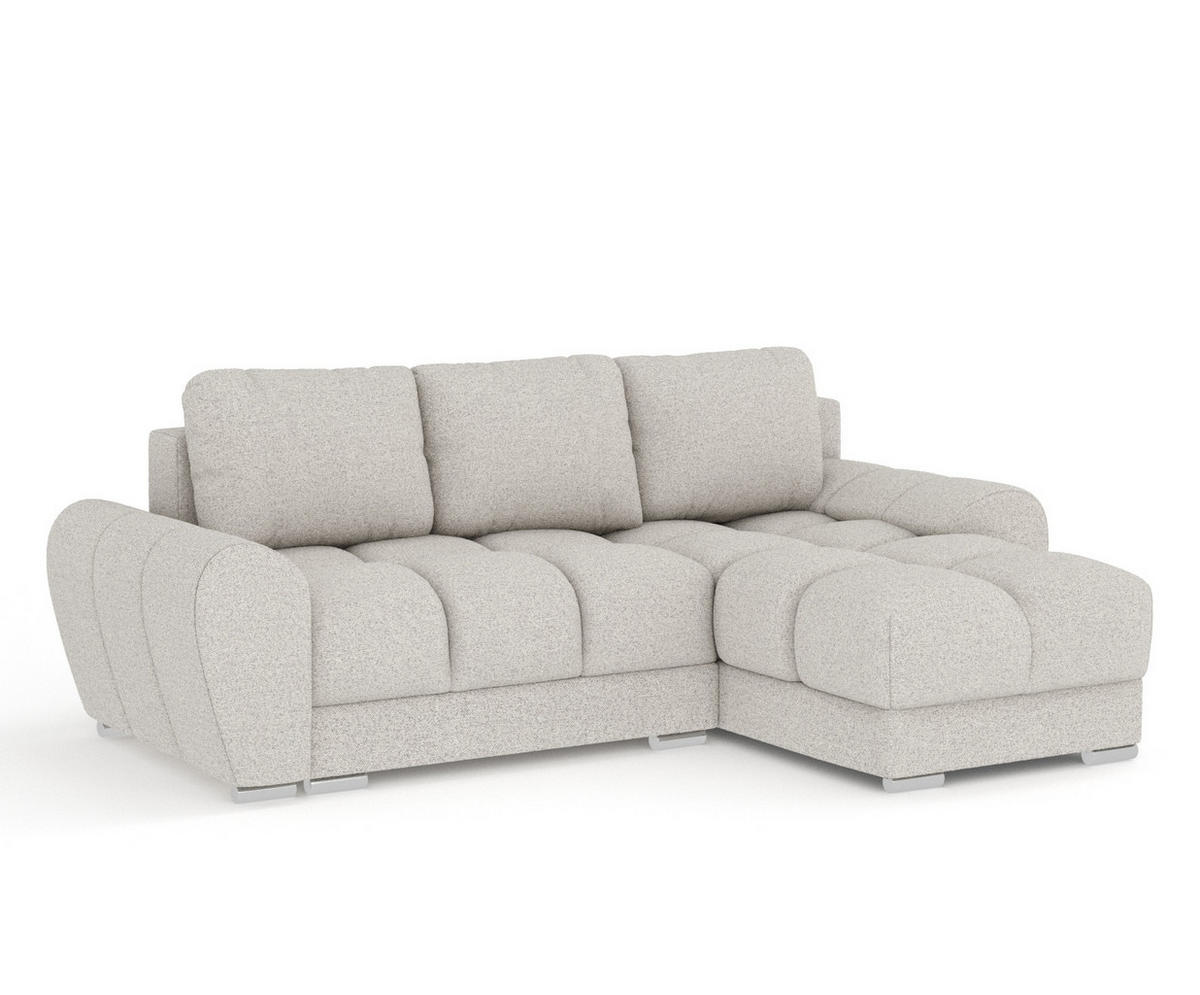 ECKSOFA MIT SCHLAFFUNKTION Peebles Beige Webstoff - Chromfarben/Beige, Holz/Holzwerkstoff (256/175cm) - Maison de Reve