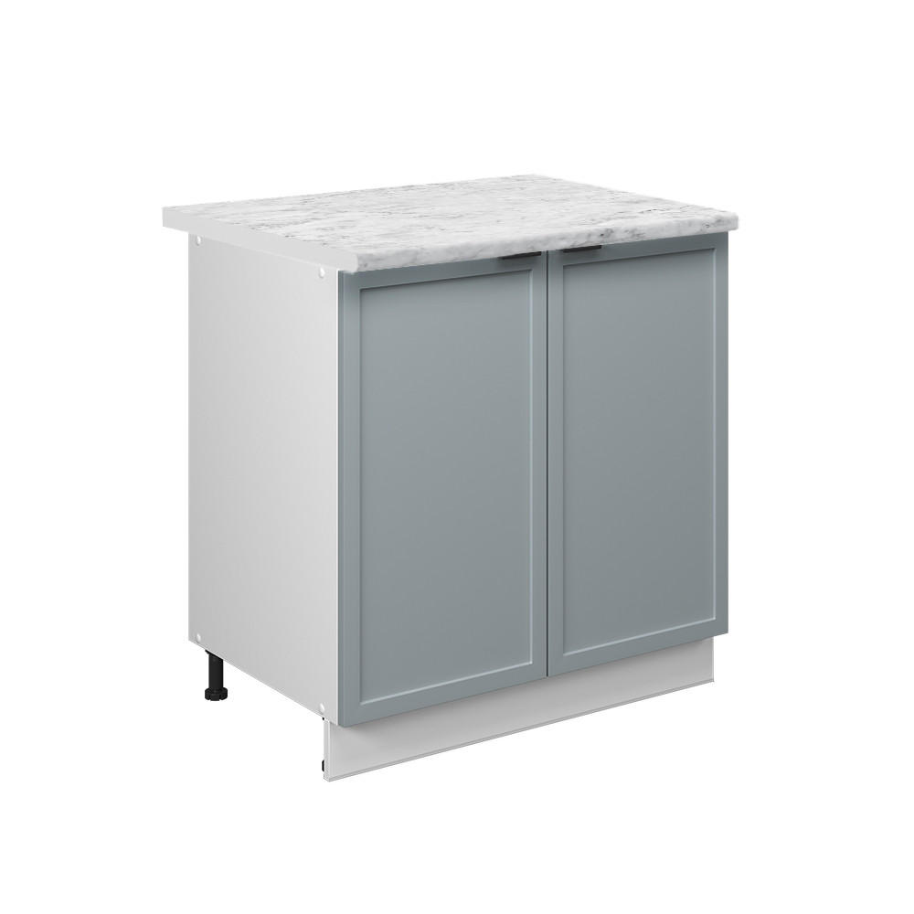 SPÜLENUNTERSCHRANK Fame-Line Hellblau-grau 80 cm mit Regal, AP Marmor - Blaugrau/Weiß, Holzwerkstoff (80/82/60cm) - Vicco