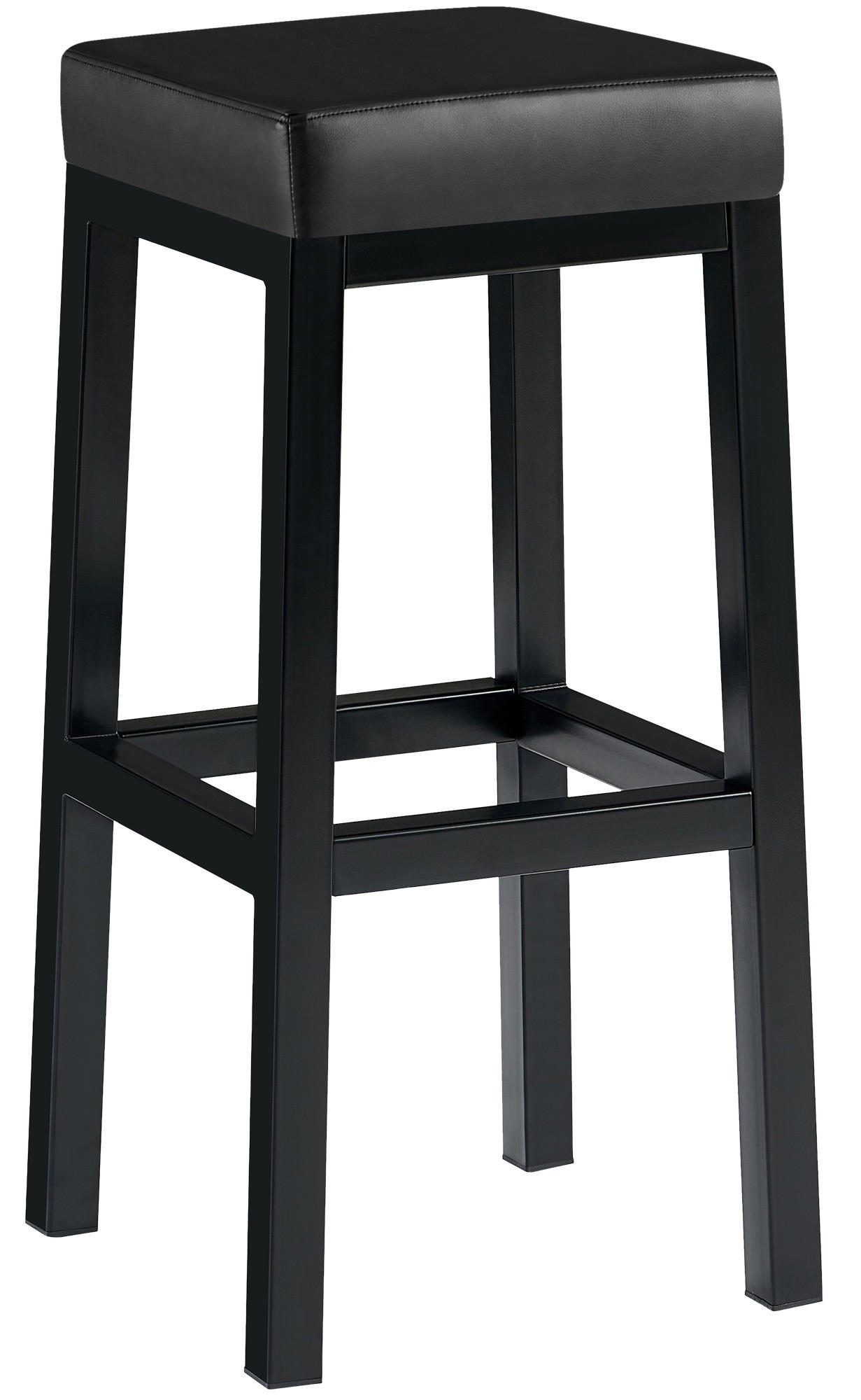 BARHOCKER Lederlook Schwarz - Schwarz, Textil/Metall (37/83/37cm) - CLP