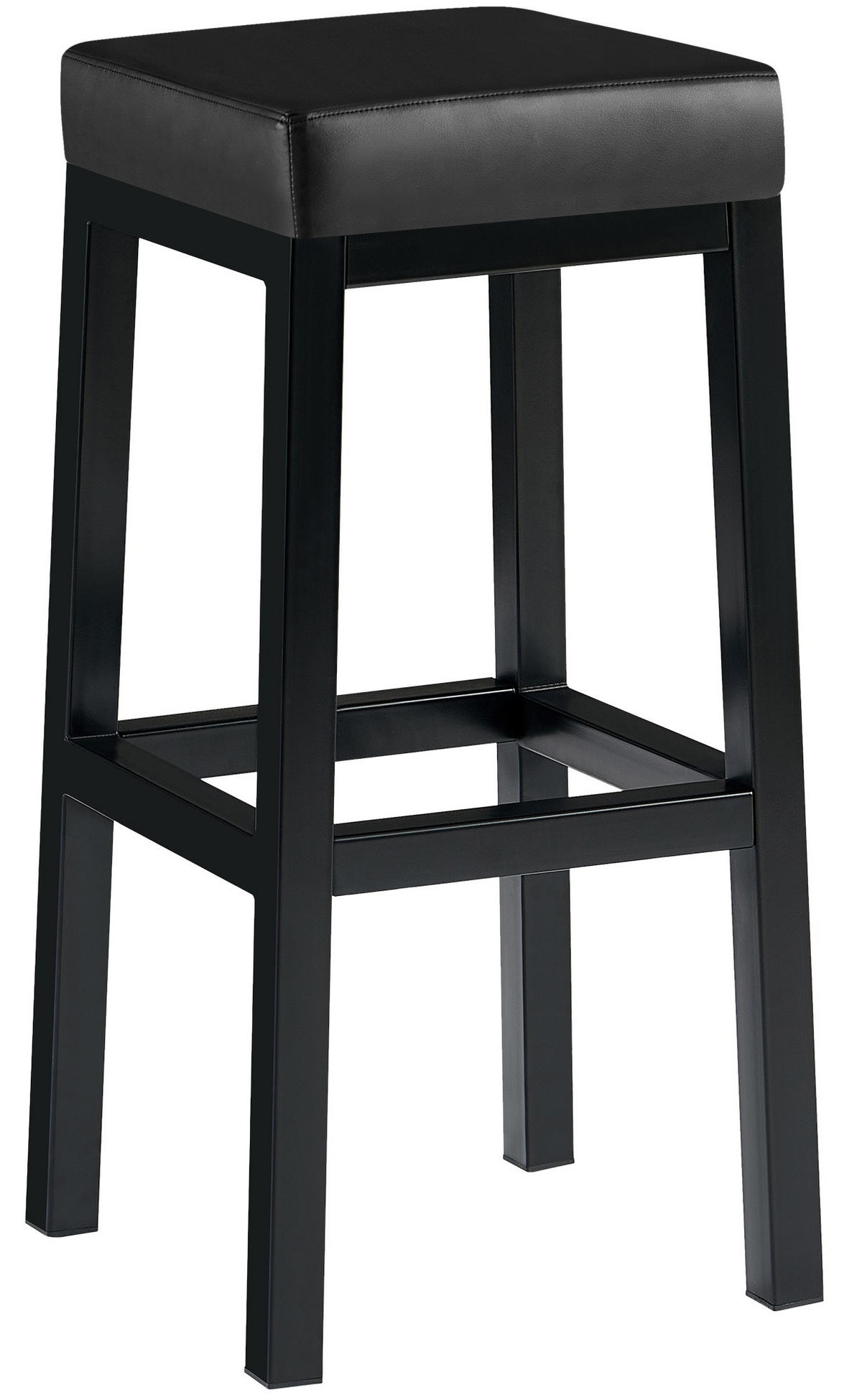 BARHOCKER Lederlook Schwarz - Schwarz, Textil/Metall (37/83/37cm) - CLP