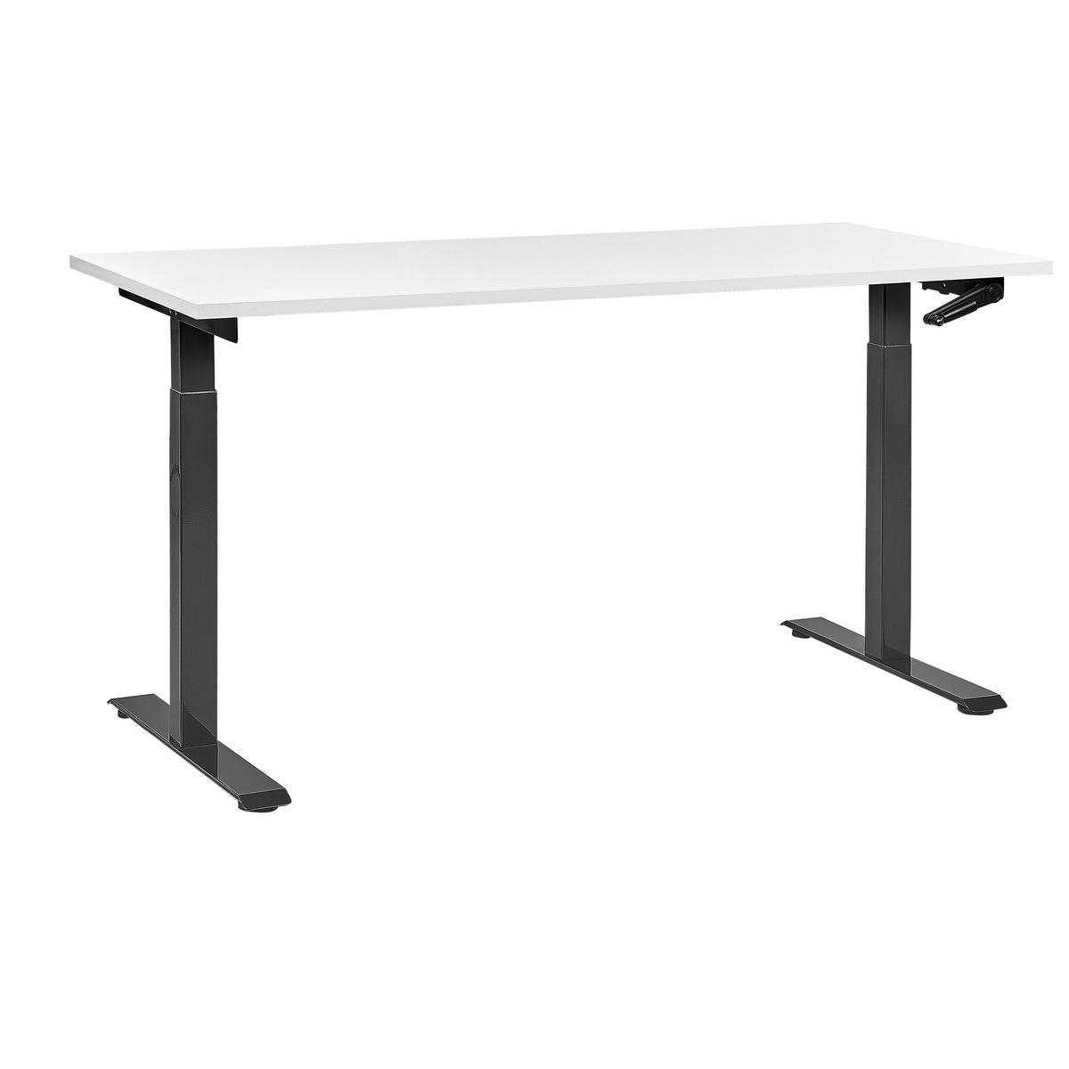 SCHREIBTISCH weißschwarz 160/72 cm manuell höhenverstellbar Destin III - Schwarz/Weiß, Holz (72/160/74cm) - Beliani