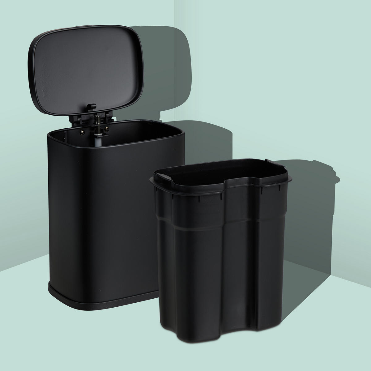 KOSMETIKEIMER - Schwarz, Kunststoff/Metall (18/25/18cm) - Relaxdays
