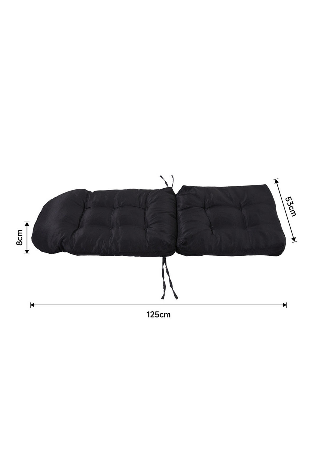STUHLKISSEN aus Polyester PP-Baumwolle in Schwarz Wasserfest 125 x 53 cm - Schwarz, Textil (53/125cm) - Livingandhome
