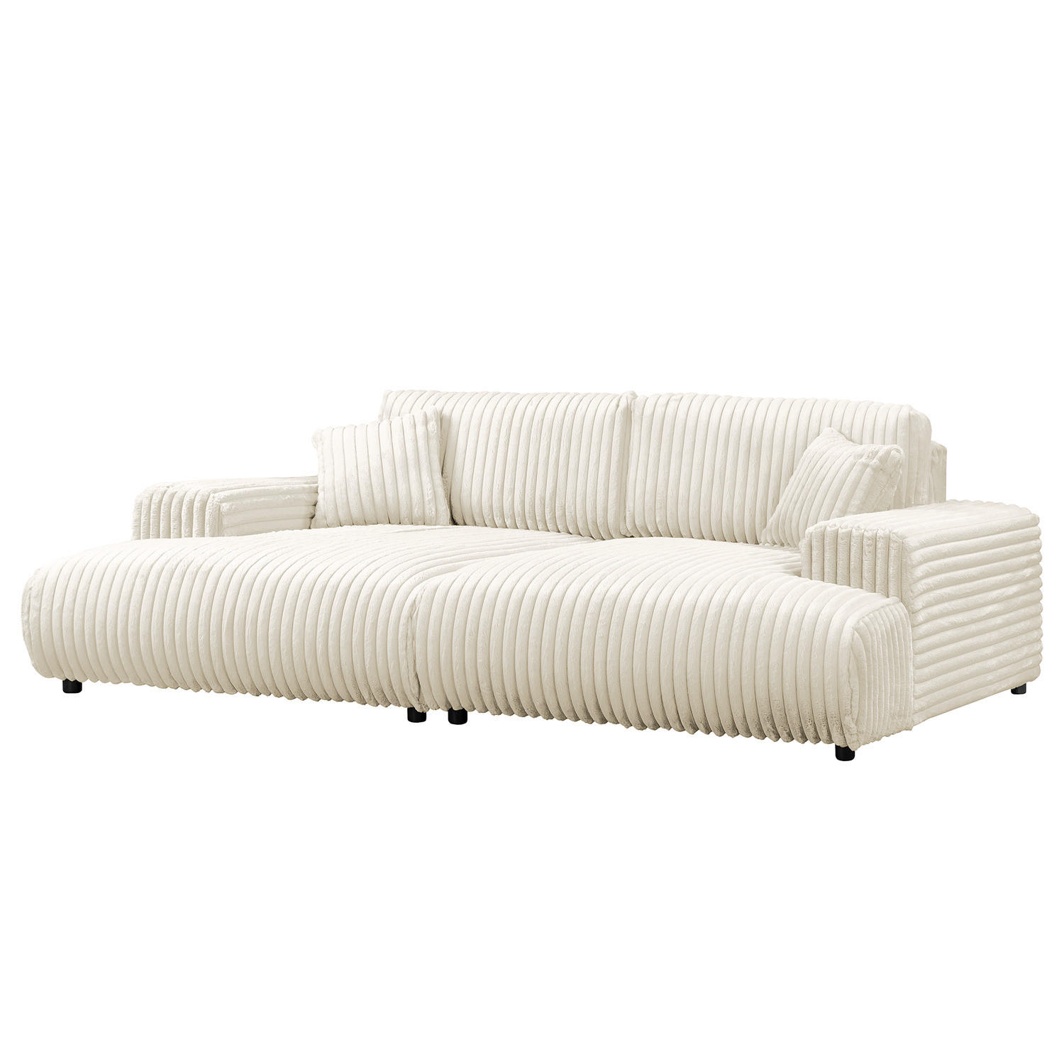 BIGSOFA - Creme/Schwarz, Kunststoff/Textil (237/79/144cm) - home24