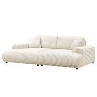 BIGSOFA - Creme/Schwarz, Kunststoff/Textil (237/79/144cm) - home24
