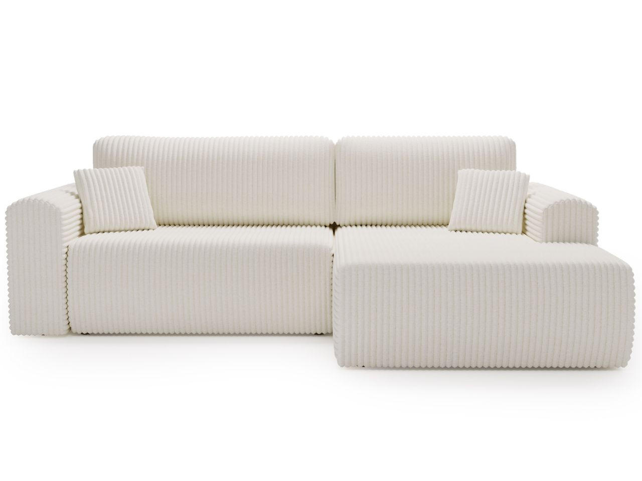 ECKSOFA Belvio Creme Rechts - Creme/Schwarz, Holz/Textil (257/177cm) - Graingold