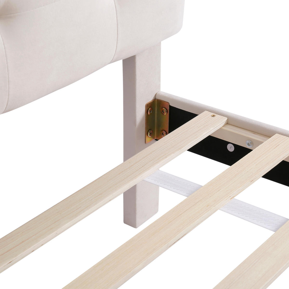KINDEREINZELBETTEN aus Samtstoff 90x200 cm in Beige mit Schublade & Lattenrost - Beige, Textil (90/200cm) - Modfu