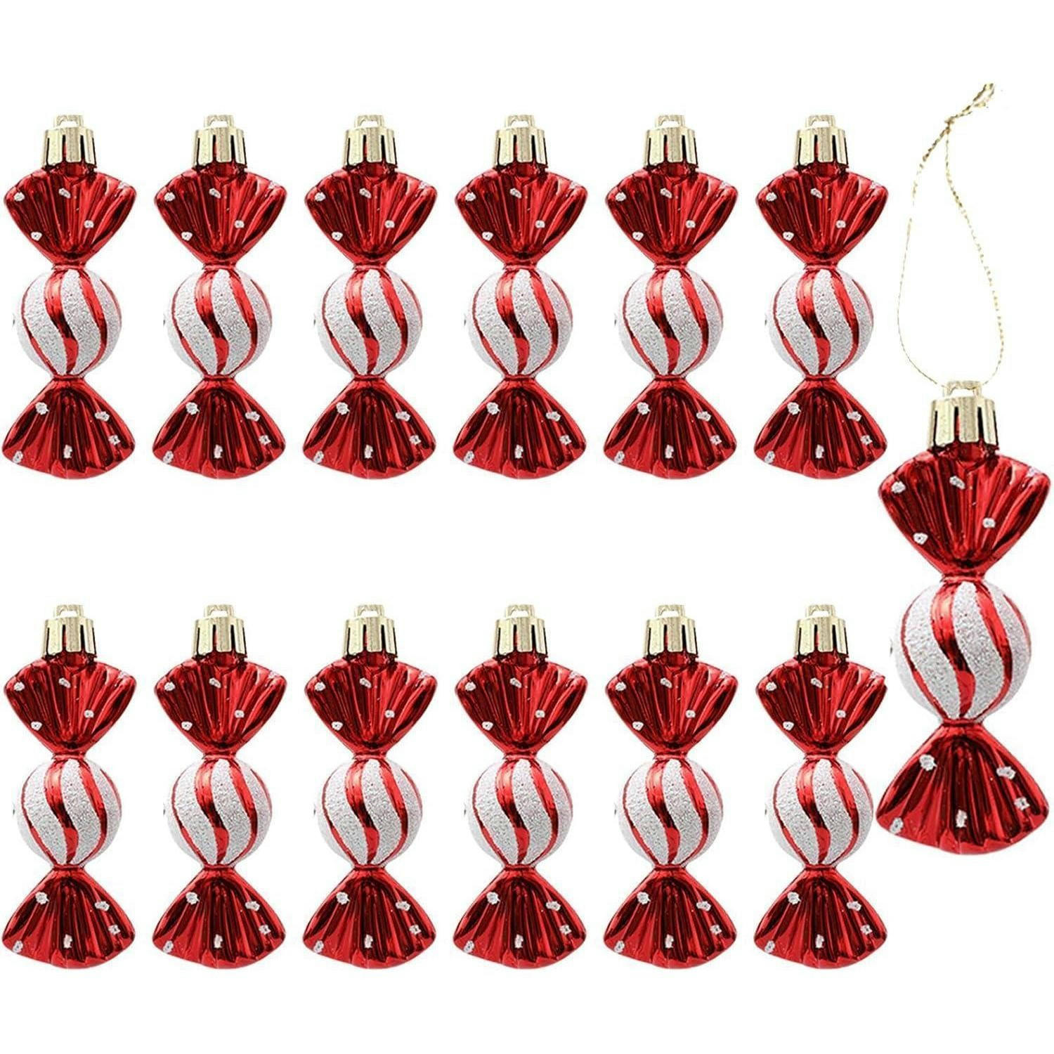 WEIHNACHTSBAUMSCHMUCK 12-teiliges Set Süßigkeiten rot - Rot, Kunststoff (3/3/9cm)