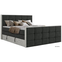 BOXSPRINGBETT ALNOR KING DUO 180/200 - Dunkelgrau Stukture - Topper Visco - H4 - Dunkelgrau/Schwarz, Kunststoff/Textil (180/200cm) - MKS