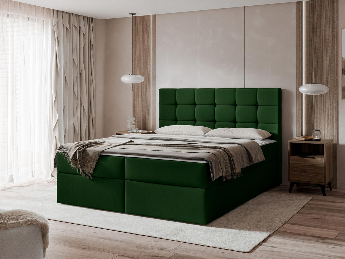 BOXBETT Luanda - H3 - Grün, Holzwerkstoff/Textil (180/200cm) - MIRJAN24
