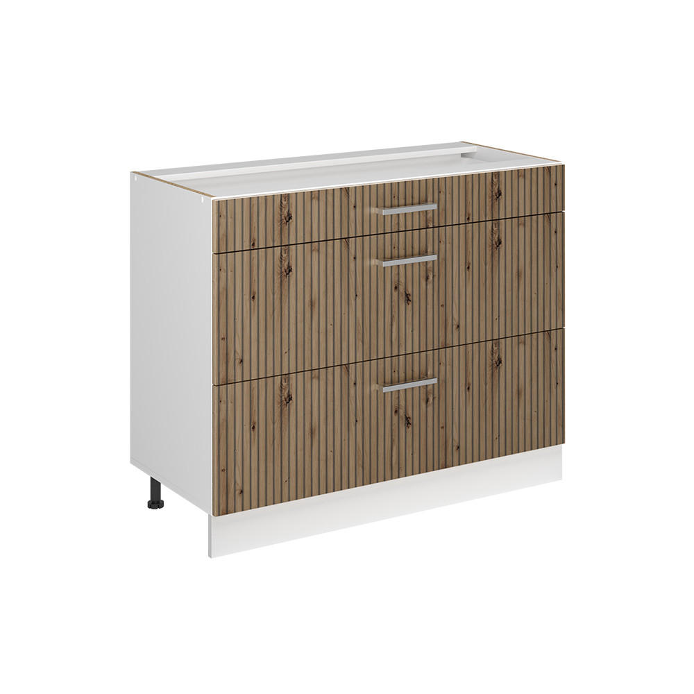 SPODNÍ SKŘÍŇKA KUCHYŇSKÉ LINKY R-Line, Řemeslný dub/Bílá, 100 cm bez pracovní desky - bílá/dub artisan, kompozitní dřevo (100/81.6/46cm) - Vicco