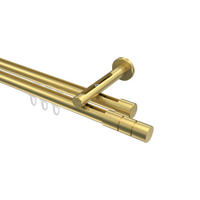 INNENLAUF-GARDINENSTANGEN-SET Siteno Elanto 360 cm (geteilt in 2 x 180 cm), 2-läufig, 20 mm Ø Messing-Optik - Messingfarben, Metall (360cm) - INTERDECO