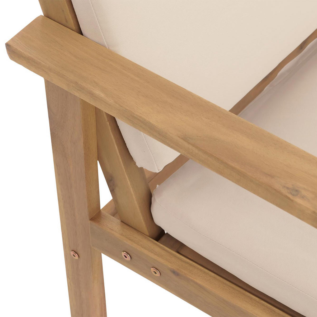 GARTEN-GARNITUR Beige 1x Bank, 2x Sessel, 1x Tisch-Set - Beige, Holz - MCW