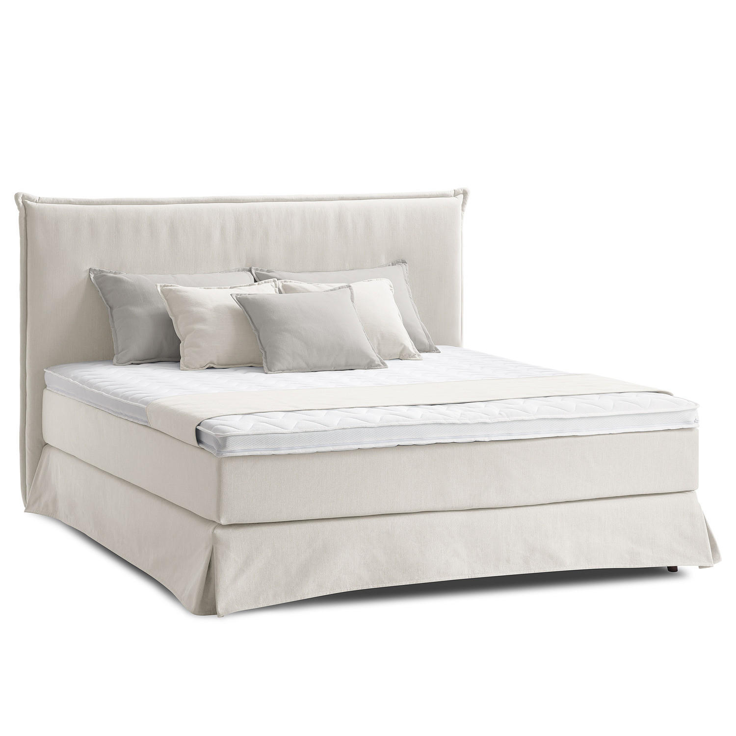 BOXSPRINGBETT mit Husse - Platinfarben, Textil (180/200cm) - home24