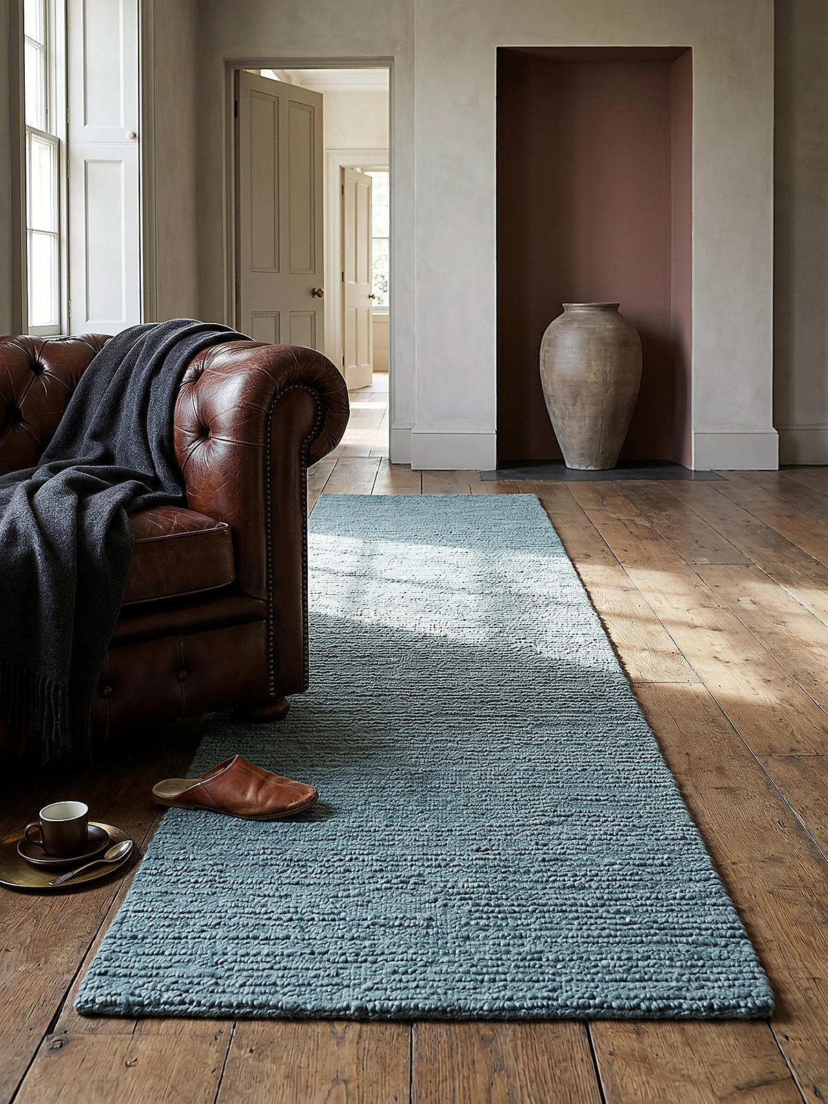 WOLLTEPPICH ALNE, einfarbig, Türkis, 80 x 230 cm - Blau, Textil (80/230cm) - KADIMA DESIGN