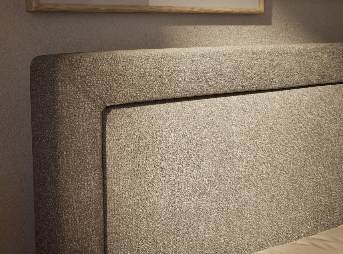 BOXSPRINGBETT Fresco 140/200 cm, in Beige grau, Bettkasten, Matratze, Topper - Beige/Schwarz, Holz/Holzwerkstoff (140/200cm) - Maison de Reve