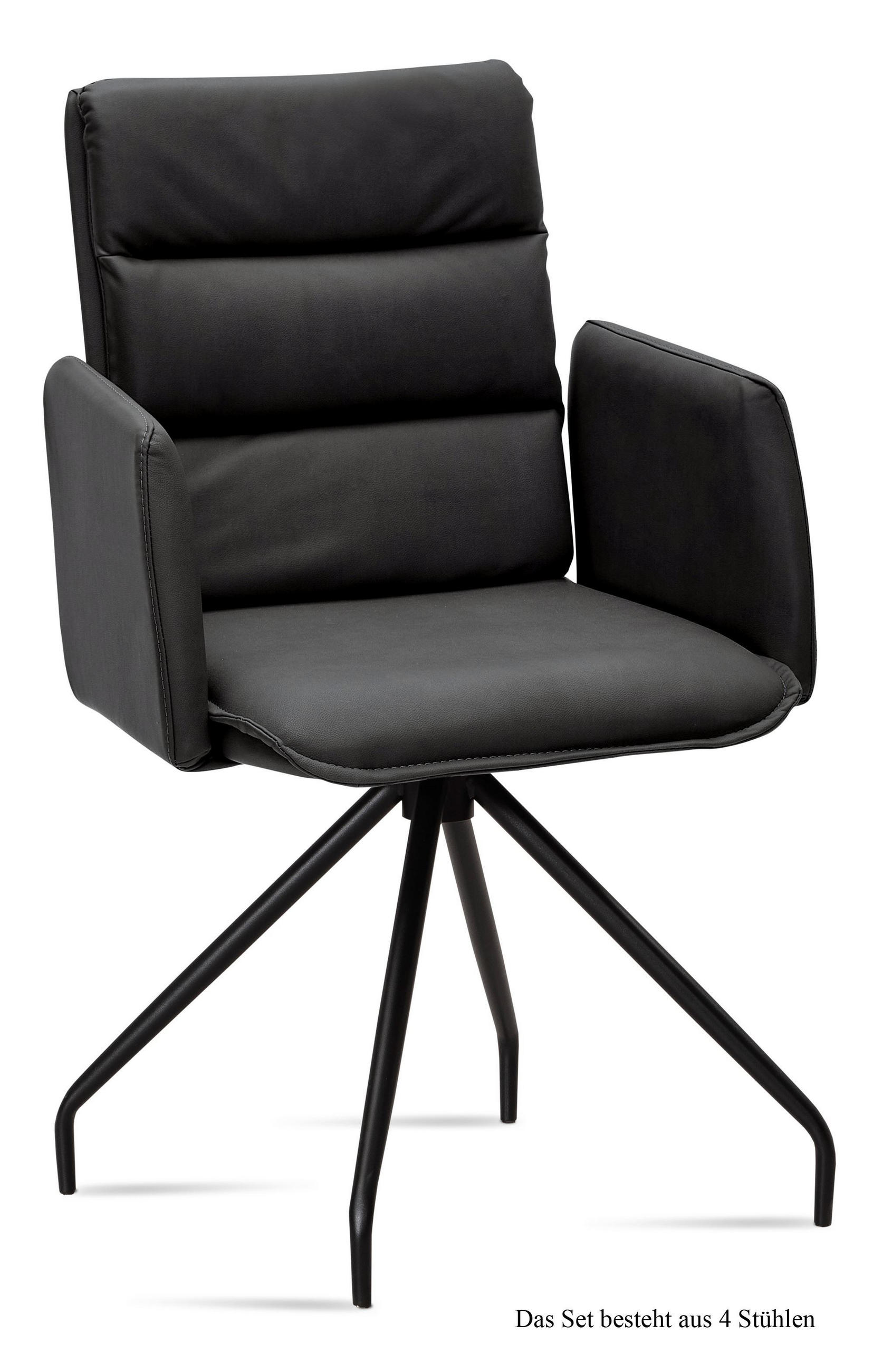 ARMLEHNSTUHL (4er-Set) Dianne 52x92x60 Schwarz/Anthrazit - Anthrazit/Schwarz, Kunststoff (60/92/52cm) - 58aufmkessel