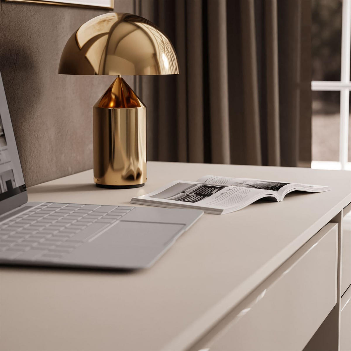 SCHREIBTISCH MADA DOUBLE mit Schubladen kaschmir - Kaschmir, Holzwerkstoff (55/152/75cm) - Lookway